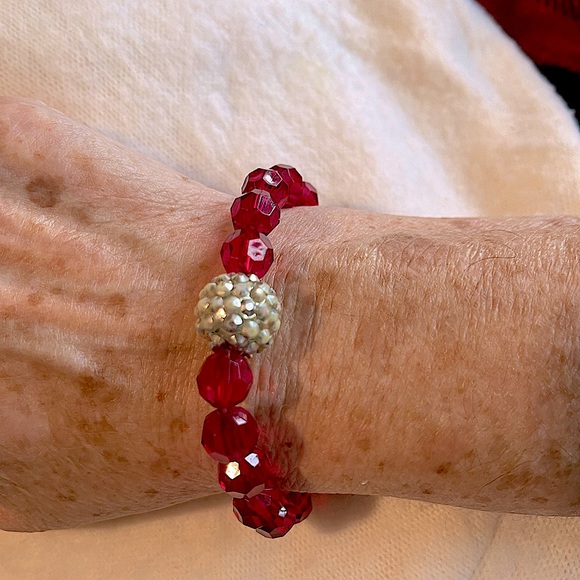 Disco ball stretch beaded bracelet faceted - Picture 2 of 3
